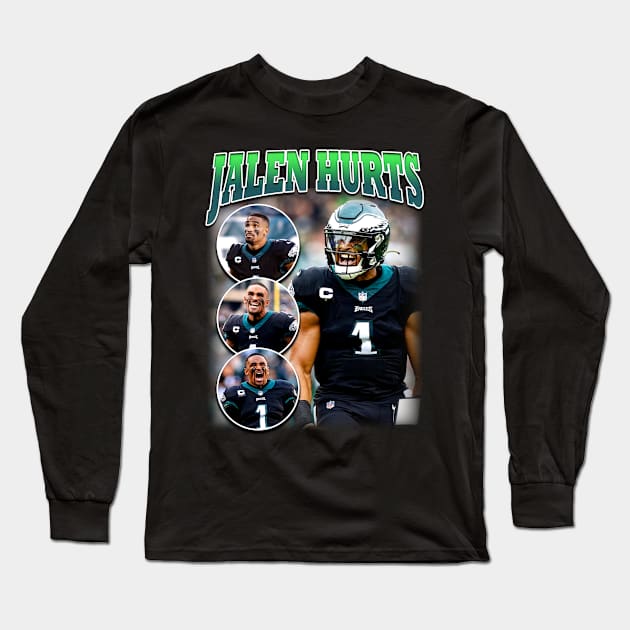 Jalen Hurts Bootleg Tee Vintage Long Sleeve T-Shirt by bmbg trian